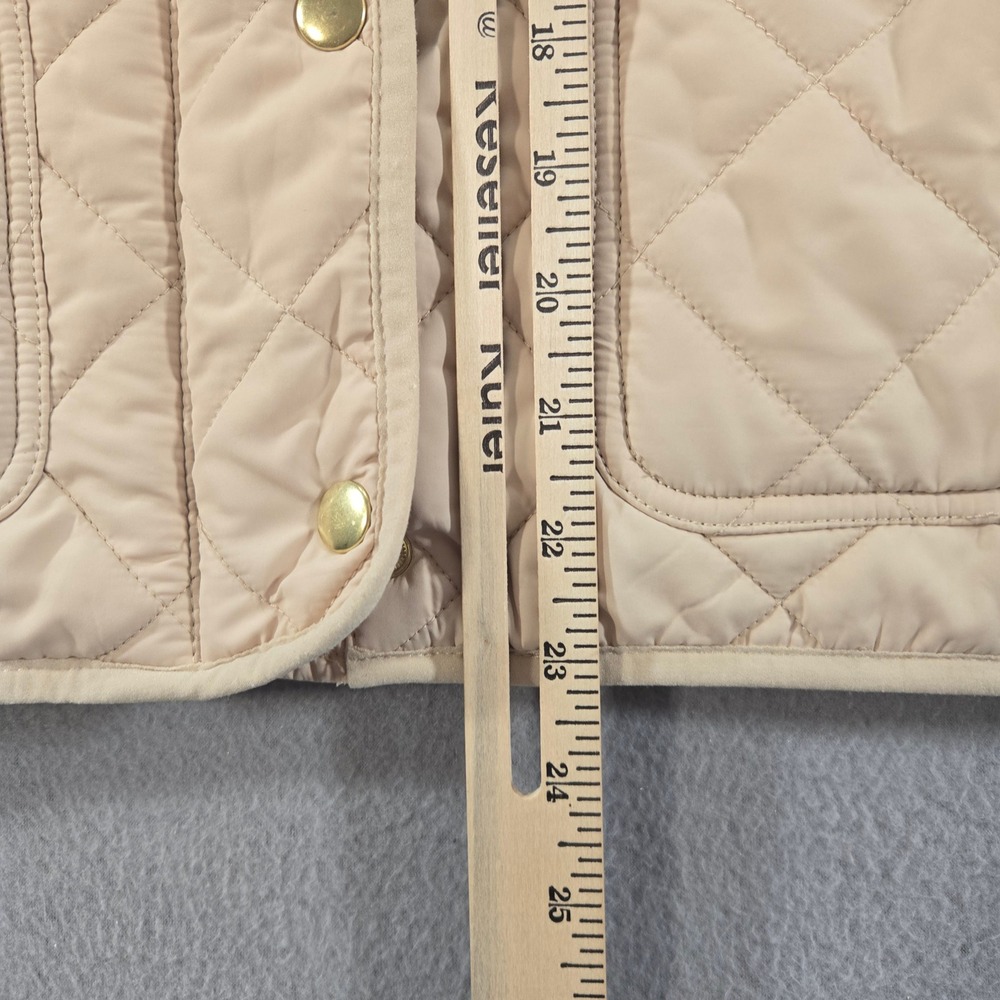 J.Crew Excursion Quilted Jacket Womens Small Tan Beige Gold Snap E2004 - Picture 7 of 8